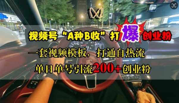 视频号“A种B收”打爆创业粉，一套视频模板打通自热流，单日单号引流200+创业粉-U·Muse
