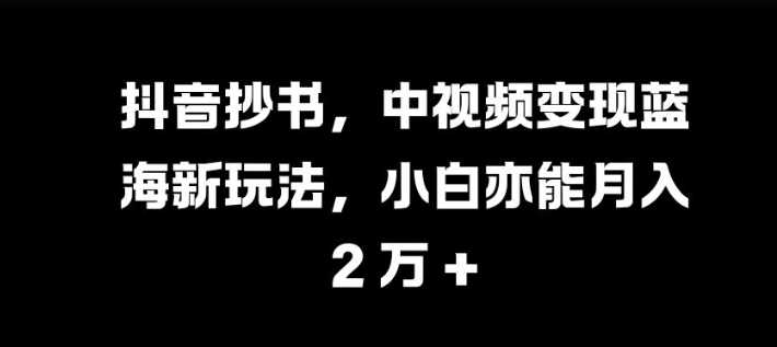 抖音抄书，中视频变现蓝海新玩法，小白亦能月入 过W【揭秘】-VHermes轻创网