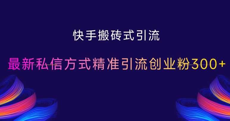 快手搬砖式引流，最新私信方式精准引流创业粉300+-VHermes轻创网