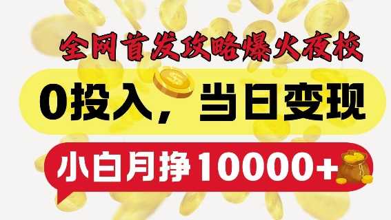 全网首发爆火夜校，0投入，当日变现，小白轻松月入1w+【揭秘】-UMuse轻创网