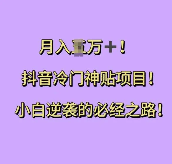抖音冷门神贴项目，小白逆袭的必经之路，月入过W【揭秘】-UMuse轻创网