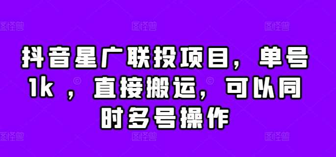 抖音星广联投项目，单号1k ，直接搬运，可以同时多号操作【揭秘】-UMuse轻创网