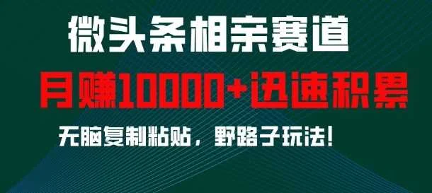微头条相亲赛道，迅速积累，无脑复制粘贴，野路子玩法，月入1w-U·Muse