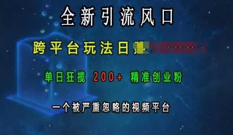 全新引流风口，跨平台玩法日入上k，单日狂揽200+精准创业粉，一个被严重忽略的视频平台-U·Muse