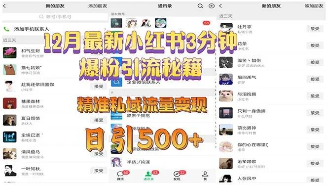 12月最新小红书3分钟爆粉引流秘籍 精准私域流量变现 日引500+-UMuse轻创网