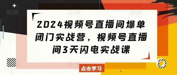 2024视频号直播间爆单闭门实战营，视频号直播间3天闪电实战课-VHermes轻创网