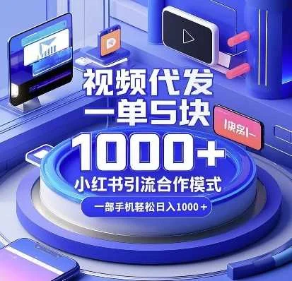 视频代发，一单5块，小红书引流合作模式，一部手机轻松日入多张【揭秘】-U·Muse