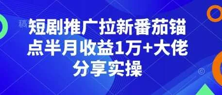 短剧推广拉新番茄锚点半月收益1万+大佬分享实操-UMuse轻创网