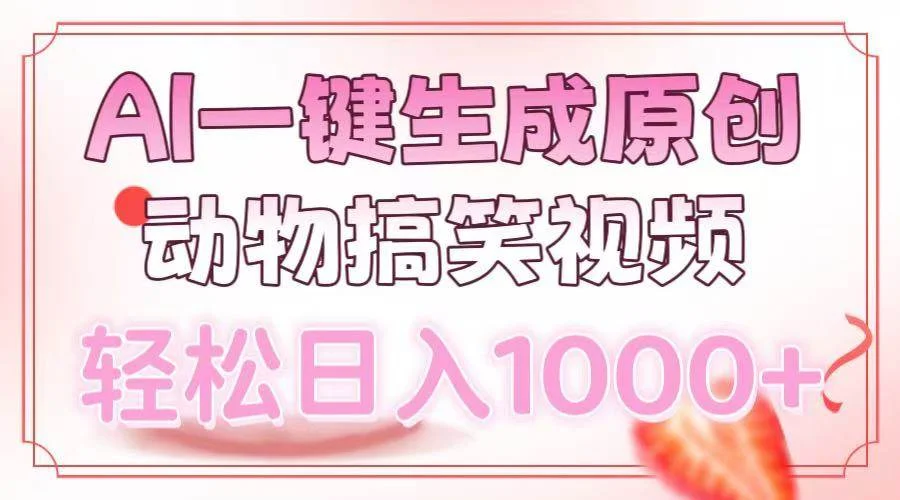 AI一键生成原创动物搞笑视频，轻松日入1000+-UMuse轻创网