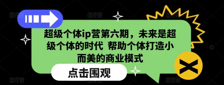 超级个体ip营第六期，未来是超级个体的时代  帮助个体打造小而美的商业模式-baomabang.cn