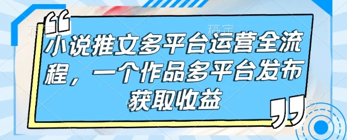 小说推文多平台运营全流程，一个作品多平台发布获取收益-UMuse轻创网