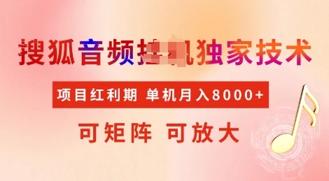 全网首发搜狐音频挂JI独家技术，项目红利期，可矩阵可放大，稳定月入8k【揭秘】-chixinghuan轻创网
