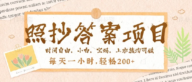 照抄答案，一个问题薅多遍，就有收益，每天一小时，轻松200＋-UMuse轻创网