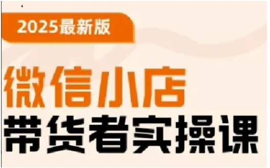 2025最新版微信小店带货者实操课，基础操作到高级运营技巧，快速上手-chixinghuan轻创网