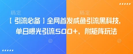 【引流必备】全网首发咸鱼引流黑科技，单日曝光引流500+，附矩阵玩法【揭秘】-UMuse轻创网