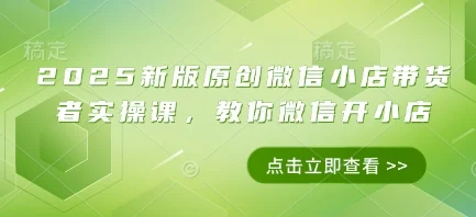2025新版原创微信小店带货者实操课，教你微信开小店-UMuse轻创网