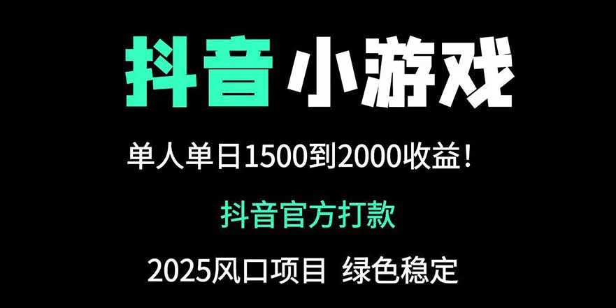 抖音官方小游戏2025全网最新玩法，暴利赚钱项目，单机日入2000+-U·Muse