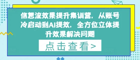 信息流效果提升集训营，从账号冷启动到AI提效，全方位立体提升效果解决问题-UMuse轻创网
