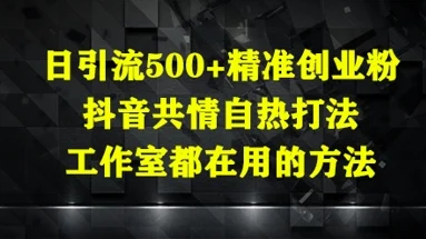 日引流500+精准创业粉，抖音共情自热打法，工作室都在用的方法-UMuse轻创网