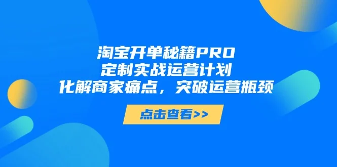 淘宝开单秘籍PRO，定制实战运营计划，化解商家痛点，突破运营瓶颈-UMuse轻创网