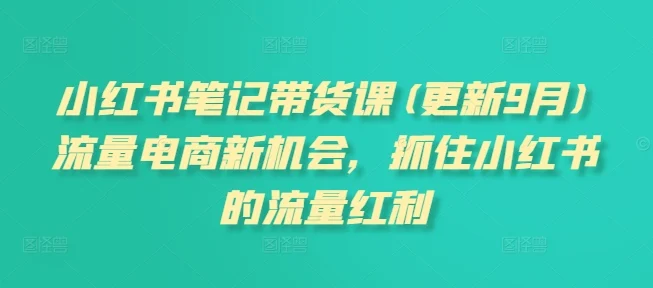 小红书笔记带货课(更新25年4月)流量电商新机会，抓住小红书的流量红利-UMuse轻创网