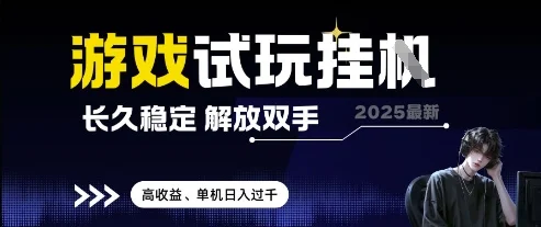 2025最新游戏试玩挂G，长久稳定，解放双手 高收益，单机日入过千【揭秘】-chixinghuan轻创网