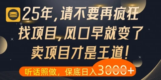 什么？25年你还在疯狂找项目做，醒醒吧，看完这些你全都懂了【揭秘】-chixinghuan轻创网