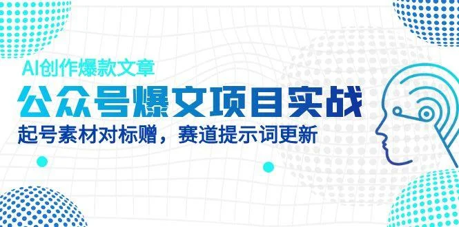 公众号爆文项目实战，AI创作爆款文章，起号素材对标赠(附赛道AI提示词-chixinghuan轻创网