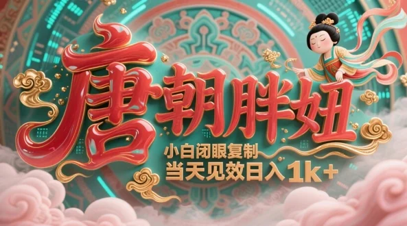 用AI克隆“唐朝胖妞”日更3条，平台疯狂推流，小白闭眼复制，当天见效，日入1k+-UMuse轻创网