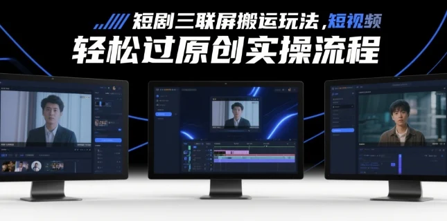 短剧三联屏搬运玩法，短剧搬运轻松过原创实操流程-UMuse轻创网