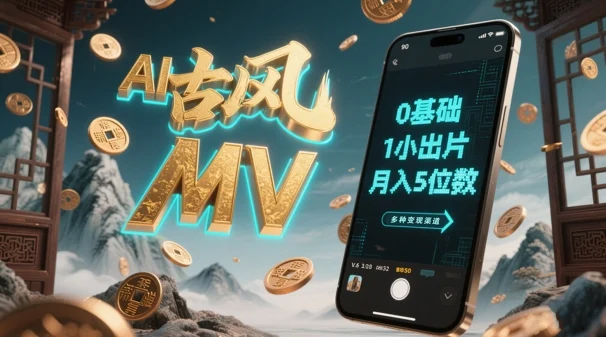 AI一键生成古风音乐MV，0剪辑基础1小时出片，多种变现渠道，一部手机月入5位数-UMuse轻创网