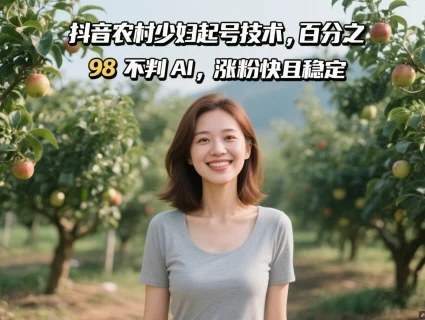 抖音农村少妇起号技术，百分之98不判AI，涨粉快且稳定-UMuse轻创网