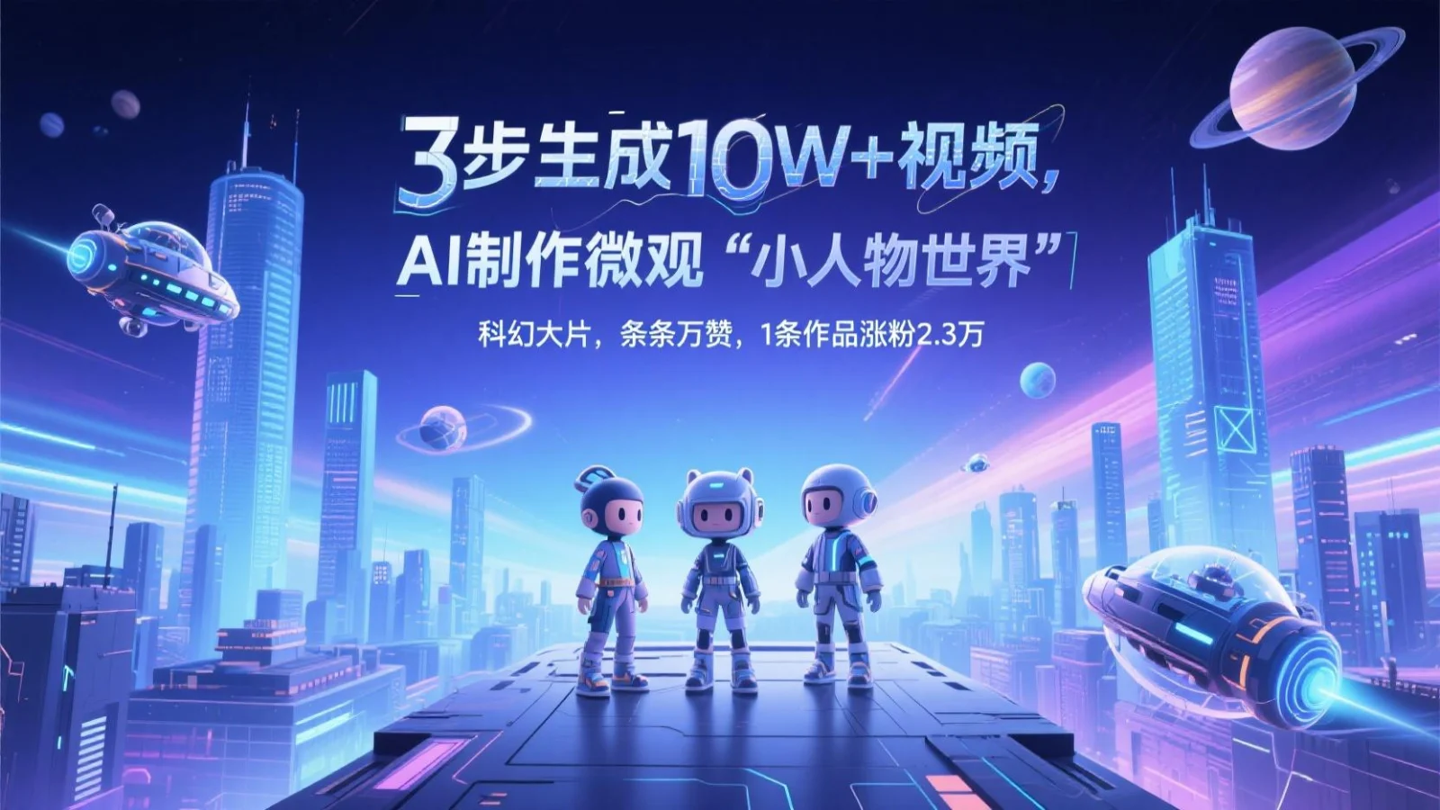 三步生成10W+视频，AI制作微观“小人物世界”科幻大片，条条万赞，1条作品涨粉2.3万-UMuse轻创网