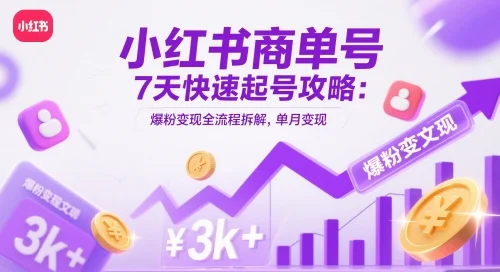 小红书商单号7天快速起号攻略：爆粉变现全流程拆解，单月变现3k+-UMuse轻创网