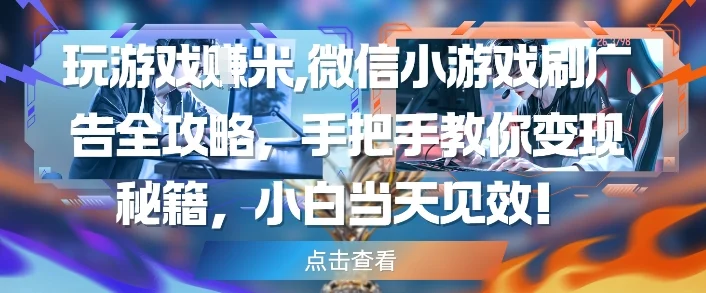 玩游戏挣米，微信小游戏刷广告全攻略，手把手教你变现秘籍，小白当天见效-UMuse轻创网