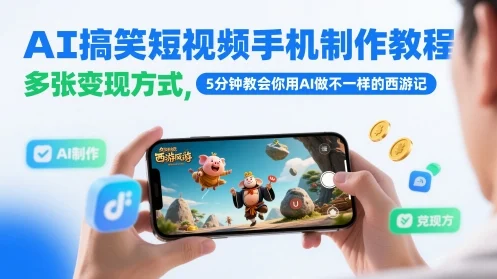 AI搞笑短视频手机制作教程，多张变现方式，5分钟教会你用AI做不一样的西游记-UMuse轻创网