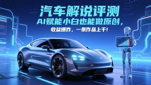 抖音汽车解说评测赛道，AI赋能小白也能做原创，收益爆炸，一条作品上千-UMuse轻创网
