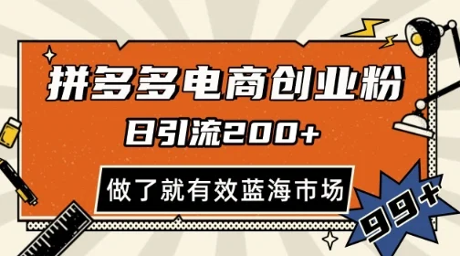 拼多多引流电商创业粉，日引200+，可矩阵放大，做了就有效【揭秘】-UMuse轻创网