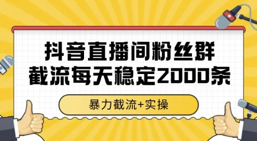 抖音直播间粉丝群暴力截流，一台电脑每天稳定2000条数据，暴力截流+实操 【揭秘】-VHermes轻创网