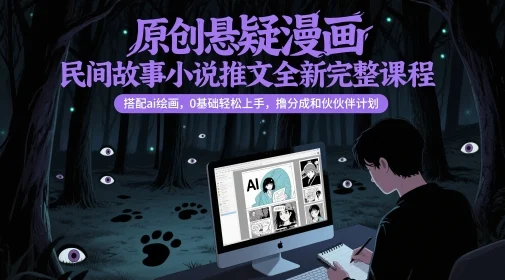 原创悬疑漫画民间故事小说推文全新完整课程， 搭配ai绘画，0基础轻松上手，撸分成和伙伴计划-VHermes轻创网