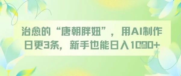 治愈的“唐朝胖妞”，用AI制作日更3条，新手也能日入多张-VHermes轻创网