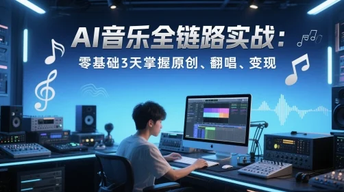 AI音乐全链路实战变现课：零基础3天掌握原创、翻唱、变现-VHermes轻创网