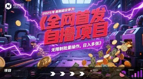 全网首发，2025年最新稳定暴力全自动自撸项目，无限制批量操作，日入多张【揭秘】-VHermes轻创网