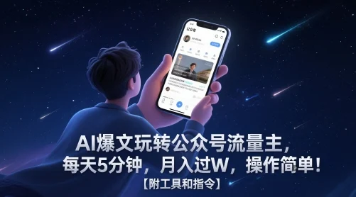AI爆文玩转公众号流量主，每天5分钟，月入过W，操作简单！【附工具和指令】-UMuse轻创网