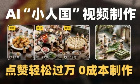 爆款1000W+播放微缩景观迷你小人国AI视频0成本制作全流程教学-VHermes轻创网