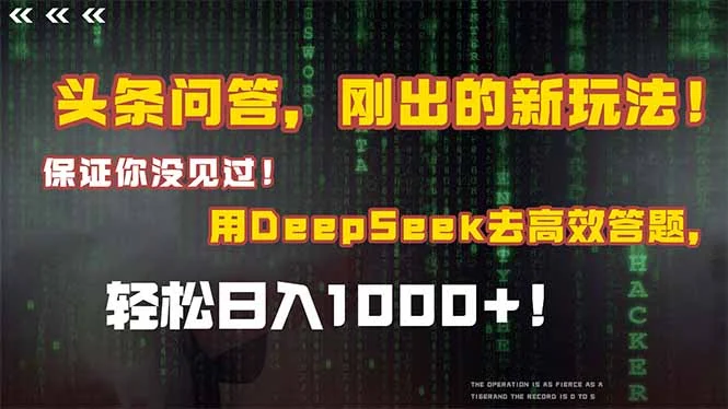 头条问答，刚出的新玩法！保证你没见过！结合Deepseek高效答题，轻松日…-VHermes轻创网