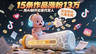 用AI制作幼崽代言人，宝宝的控诉火爆全网，15条作品涨粉13W，单号月入5位数实操教程-VHermes轻创网