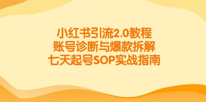 小红书引流2.0教程，账号诊断与爆款拆解，七天起号SOP实战指南-UMuse轻创网