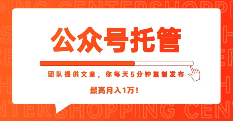 【公众号托管 】我提供文章，你每天５分钟复制发布，最高月入1W-VHermes轻创网