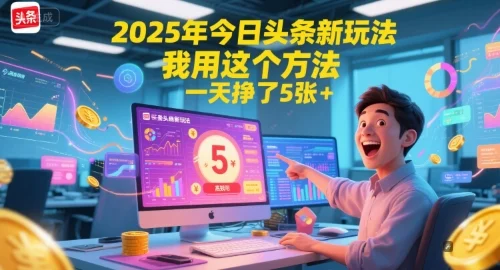 2025年今日头条新玩法，我用这个方法，一天挣了5张+-VHermes轻创网